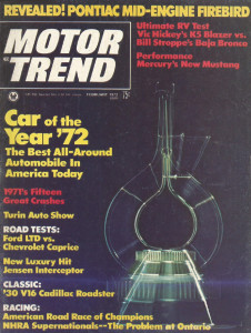 MOTOR TREND 1972 FEB - MID-ENGINE FIREBIRD & 'STANG